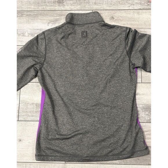 Footjoy Jacket‎ Womens Medium Gray Heathered Purple Mock Neck Monogram - Picture 8 of 10